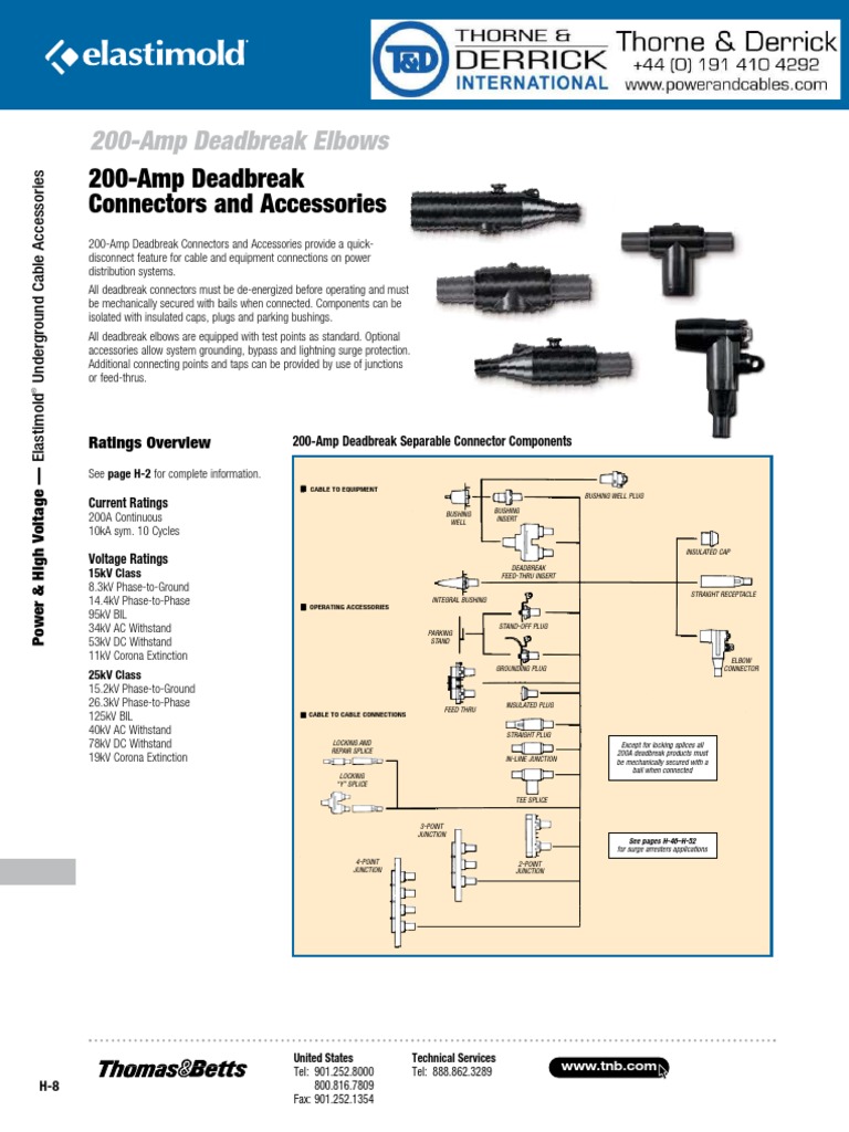 Elastimold Elbows 200 Amp Deadbreak Elbow Connectors PDF Electrical