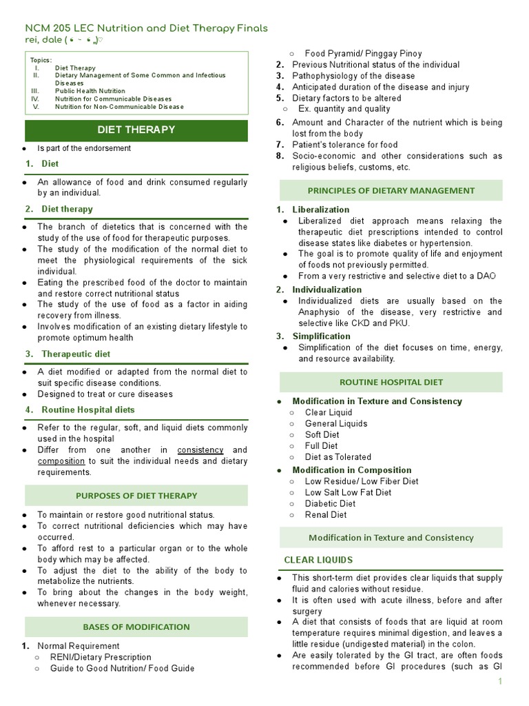 NDT Lec | PDF | Diet & Nutrition | Diet (Nutrition)