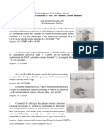 RM1 - Lista de Exercícios Sobre Cisalhamento e Torção