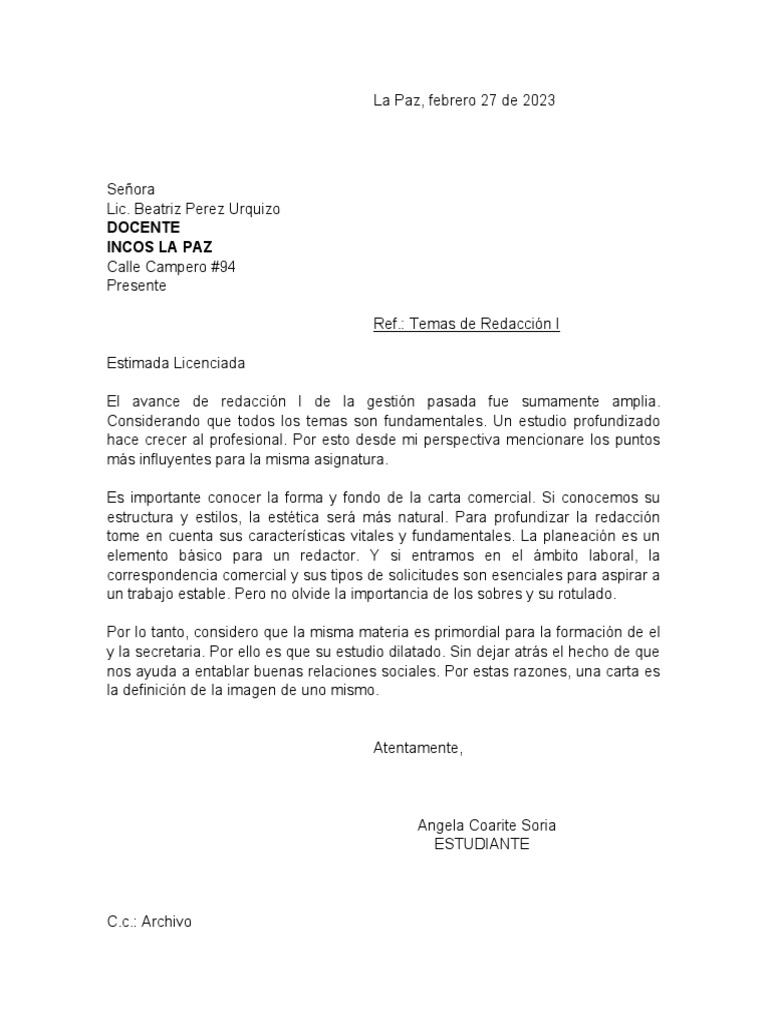 Carta de Angie | PDF