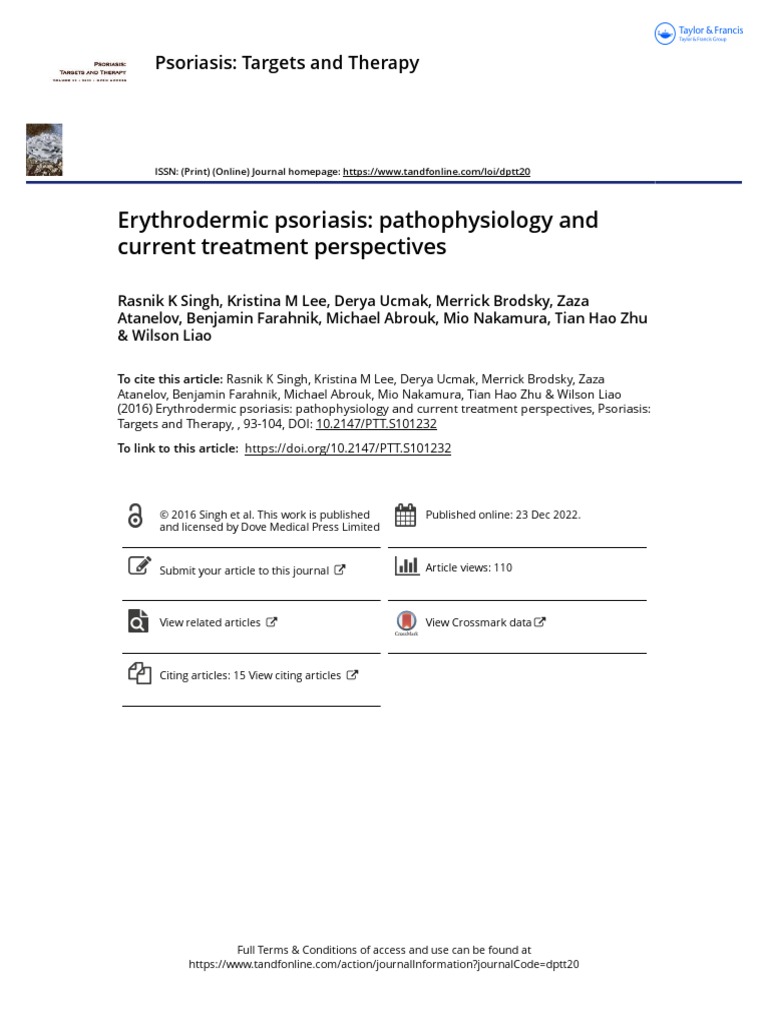 Erythrodermic Psoriasis Pathophysiology and Current Treatment