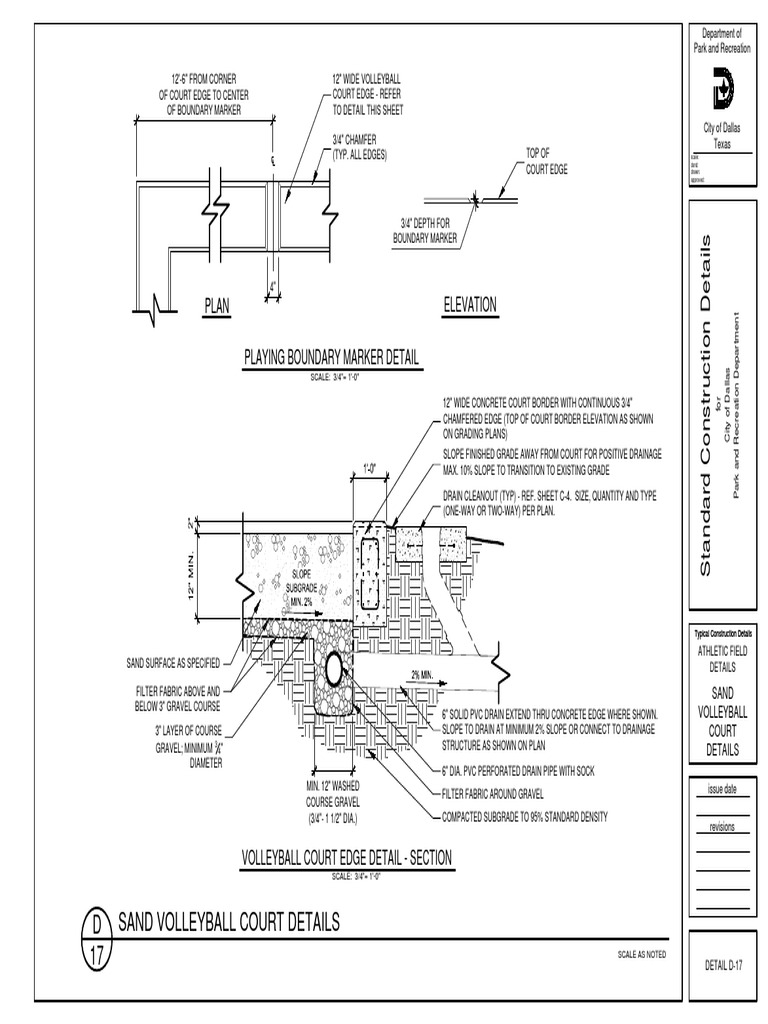Sand Volleyball Court Details PDF Drainage Gravel