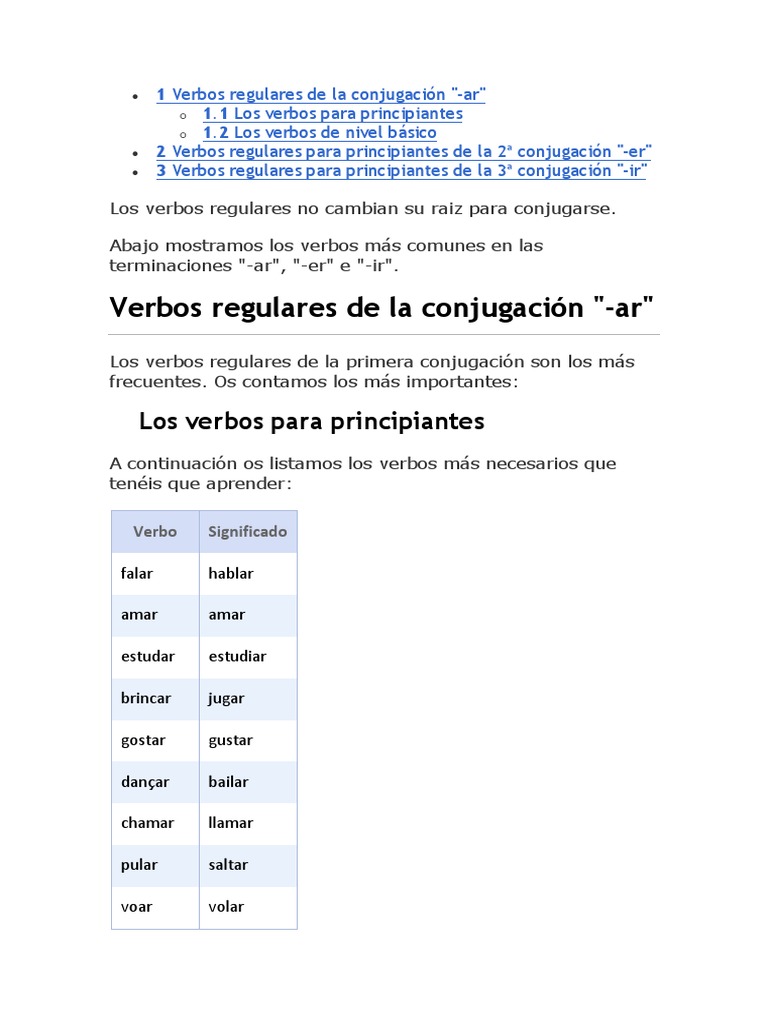 Lista Verbos PDF | PDF | Gramática | Unidades Semánticas