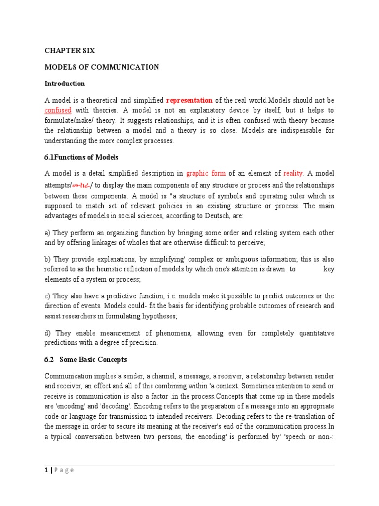 Chapter Six Models of Communication: Confused | PDF | Communication | Code