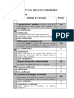 Proposition Pour Evaluation Des Candidatures