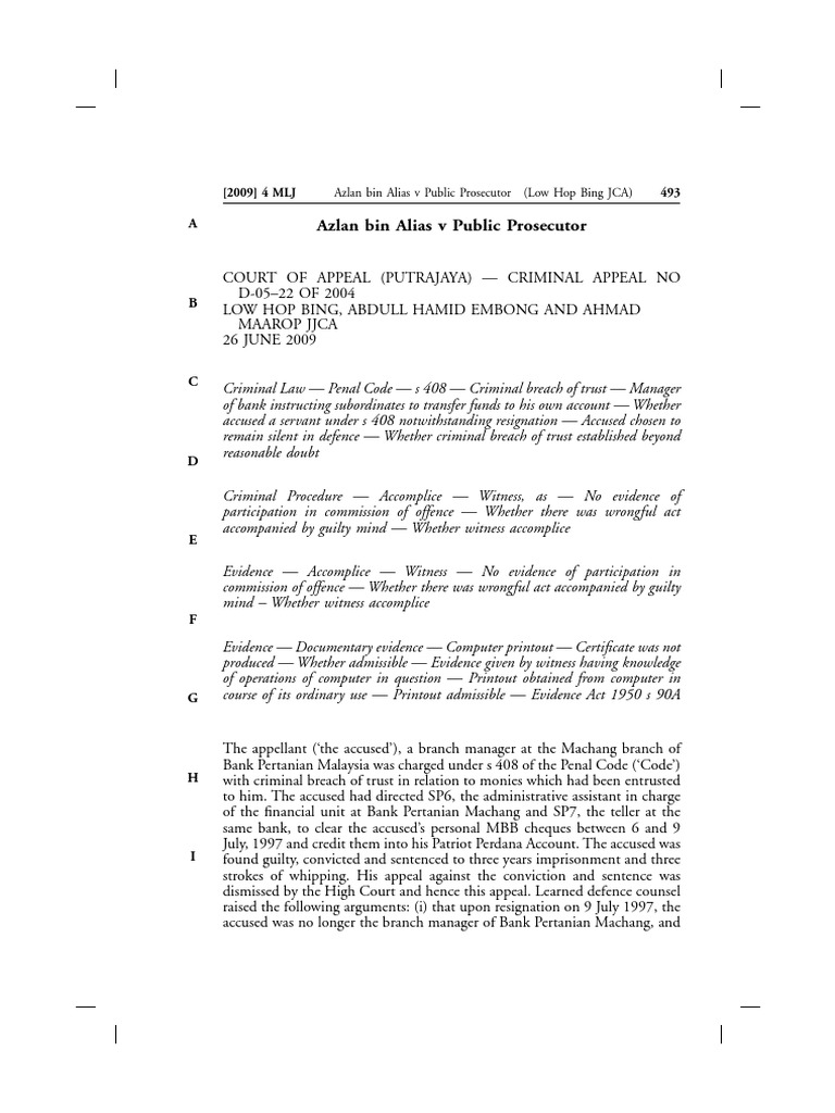 Azlan Alias Criminal Appeal Summary | PDF | Prosecutor | Cheque