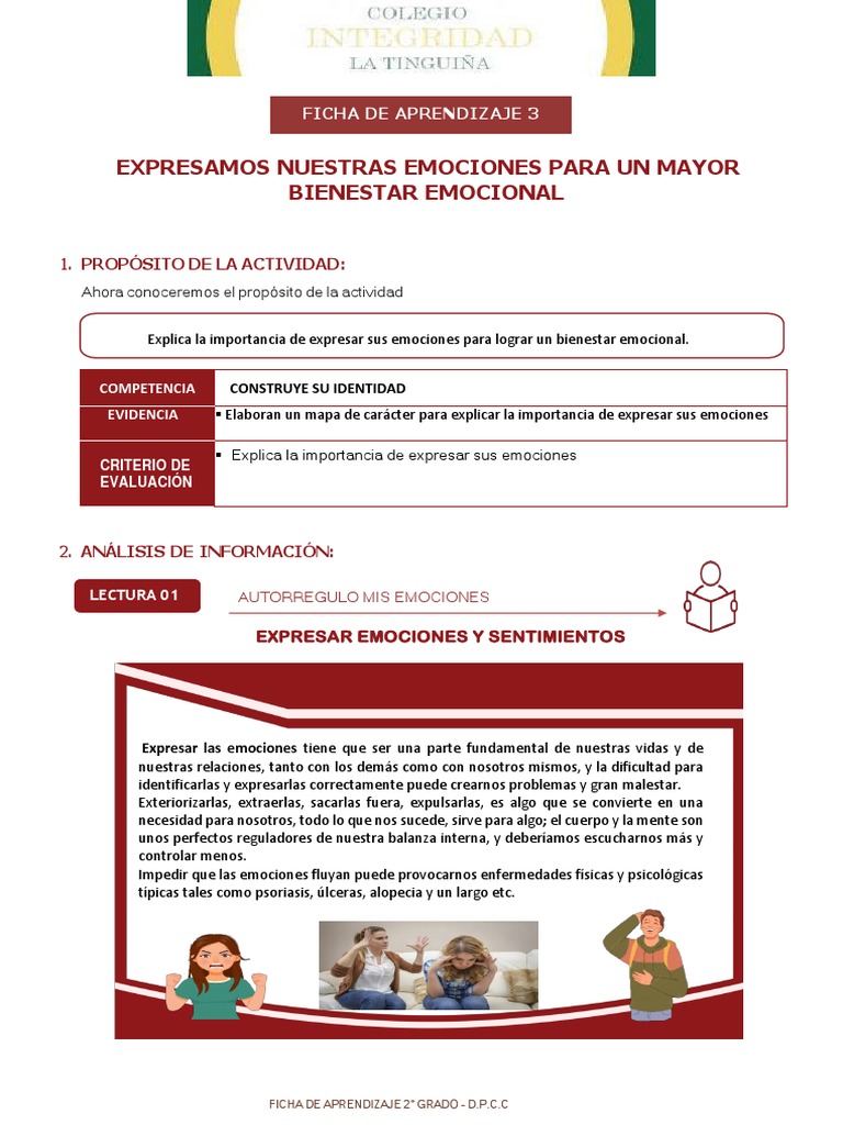 Ficha de Emociones para 2° Grado | PDF | Las emociones | Estrés (biología)