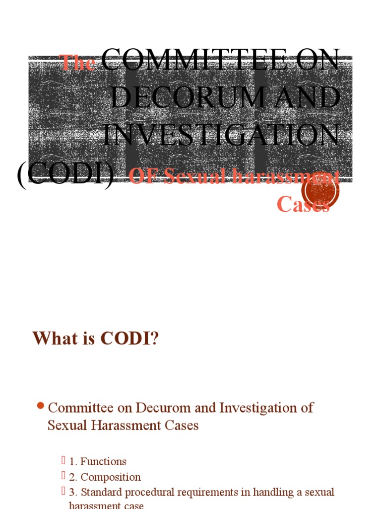 CODI Guidelines for Sexual Harassment Cases | PDF