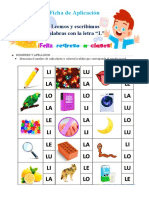 Ficha de Aplicación: Leemos y Escribimos Palabras Con La Letra "L"