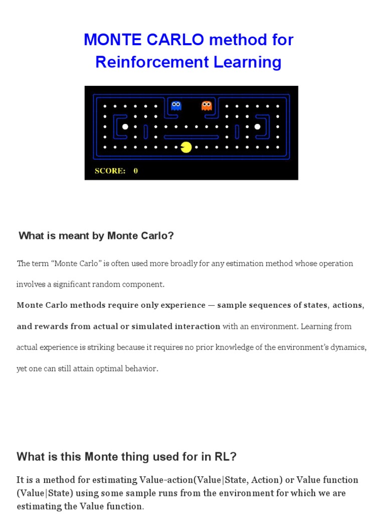 Monte Carlo Methods in Reinforcement Learning | PDF | Monte Carlo ...
