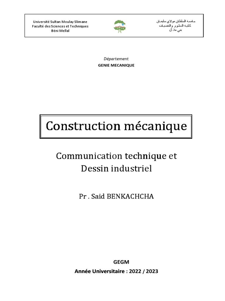 Dessin Technique en Construction Mécanique | PDF | Dessin technique ...