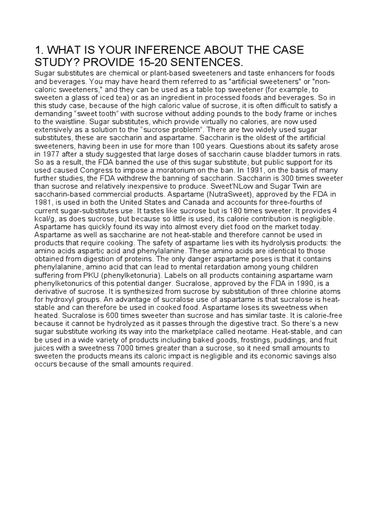 An Analysis of Common Sugar Substitutes Saccharin, Aspartame