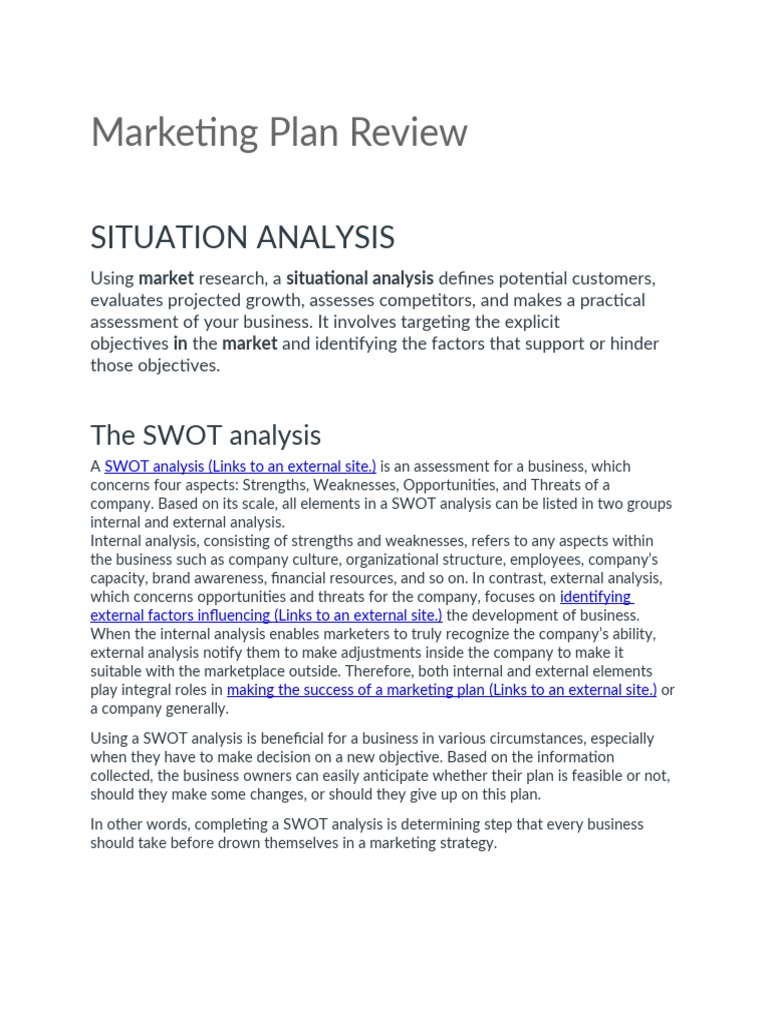 Marketing Situational Analysis Tools | PDF | Swot Analysis | Strategic ...