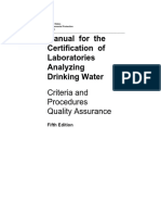 Manual For The Certification of Laboratories Analyzing Drinking Water