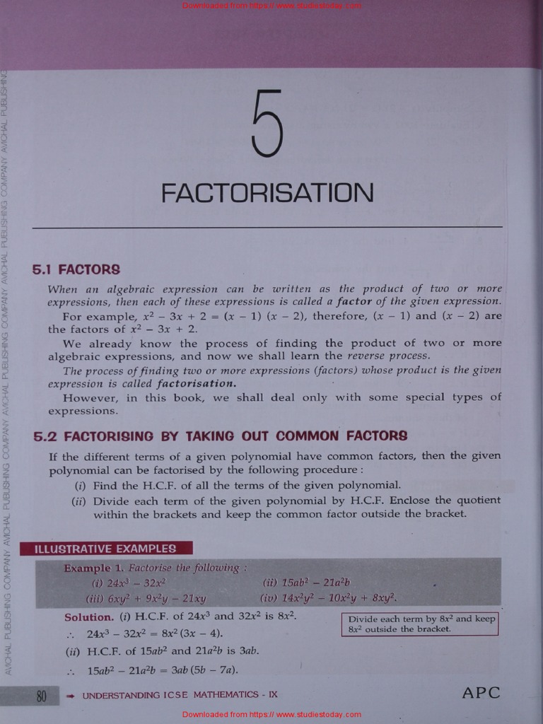 factorise class 9