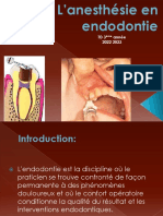L'anesthésie en Endodontie: TD3 Année 2022 2023