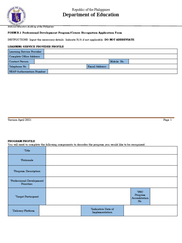 DM SGOD No. 24, S. 2023 - NEAP Form 1 | PDF | Monitoring And Evaluation ...