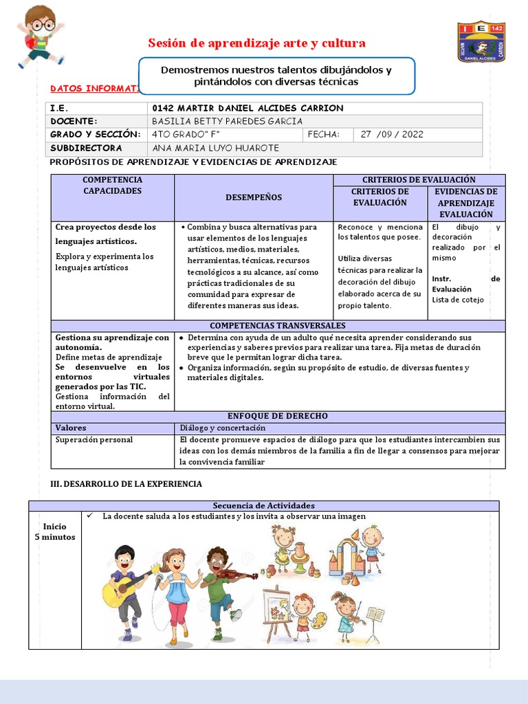 Sesión de Arte y Talentos en Primaria | PDF | Evaluación | Aprendizaje
