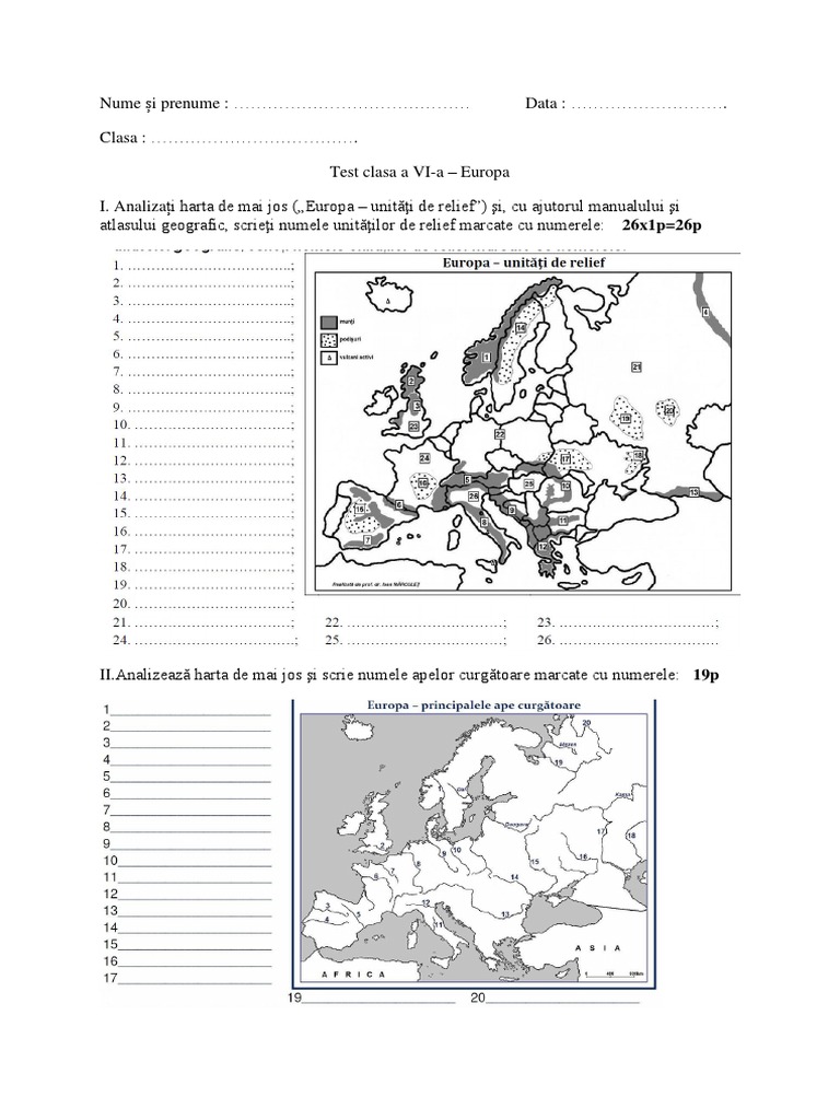 Test Clasa 6 | PDF