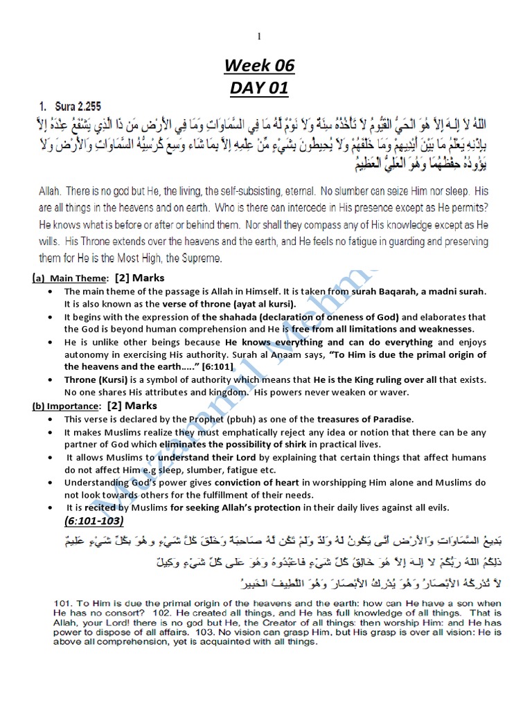 Week 06 Day 01 P1 2022 - Muzammil O Level Islamiyat | PDF | God In ...