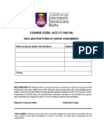 COURSE CODE: ACC117/106/100: Declaration Form of Group Assignment