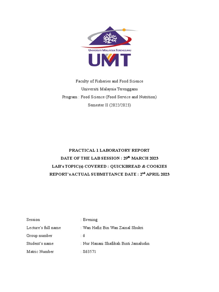 Lab Report Kitchen 1 PDF Breads Baked Goods