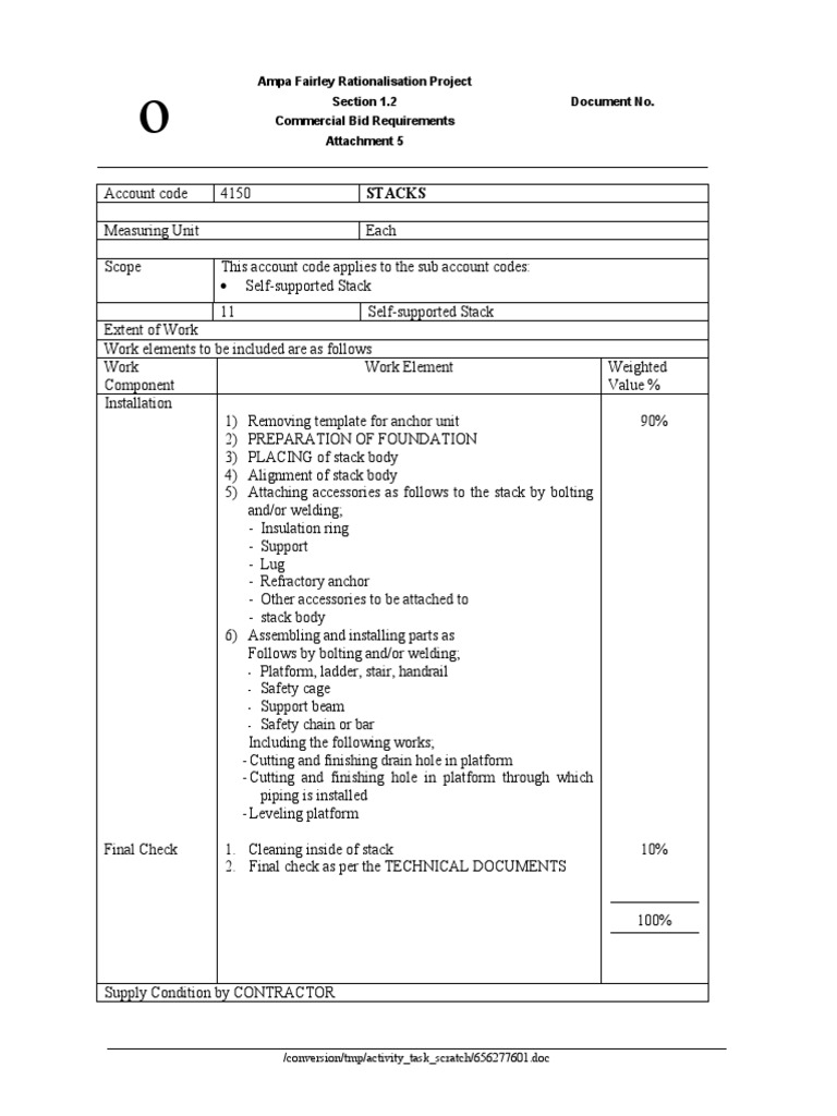 Ampa fairley rationalisation project commercial bid requirements
