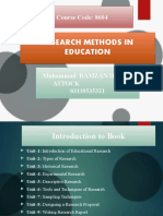 Research Methods in Education: Course Code: 8604