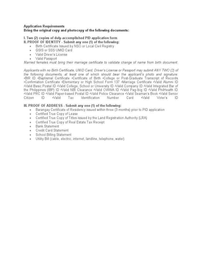 PSA Requirements PDF