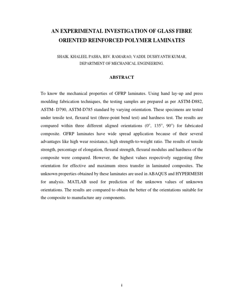 Experimental Investigation of GFRP Laminates | PDF | Composite Material ...