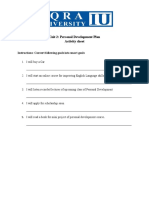 Unit 2: Personal Development Plan Activity Sheet: Instructions: Convert Following Goals Into Smart Goals