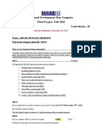 Personal Development Plan Template Final Project-Fall 2020 Total Marks: 20