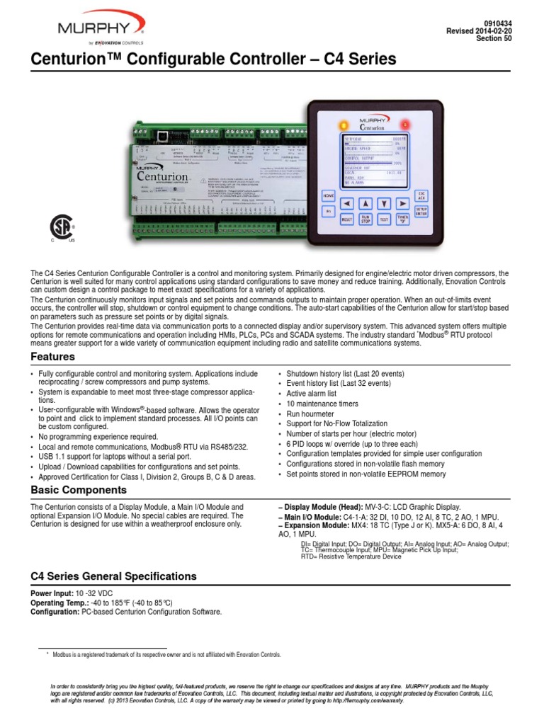 Centurion Datasheet | Download Free PDF | Programmable Logic Controller ...