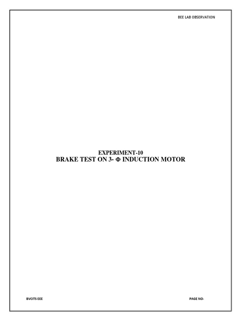 Exp10 Brake Test On IM PDF Electric Motor Electrical Engineering