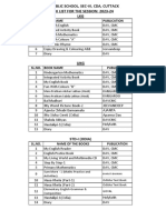 Dav Public School, Sec-Vi, Cda, Cuttack Book List For The Session: 2023-24 LKG