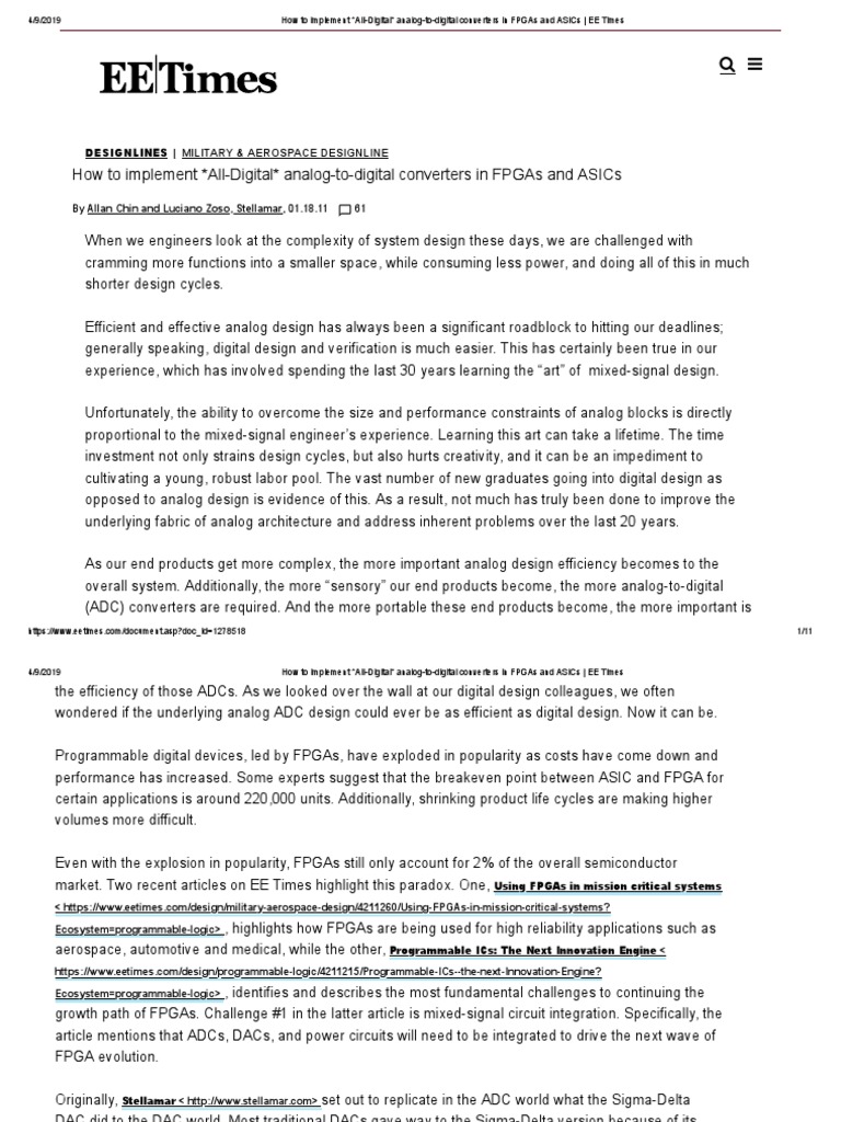 How To Implement AllDigital AnalogToDigital Converters in FPGAs