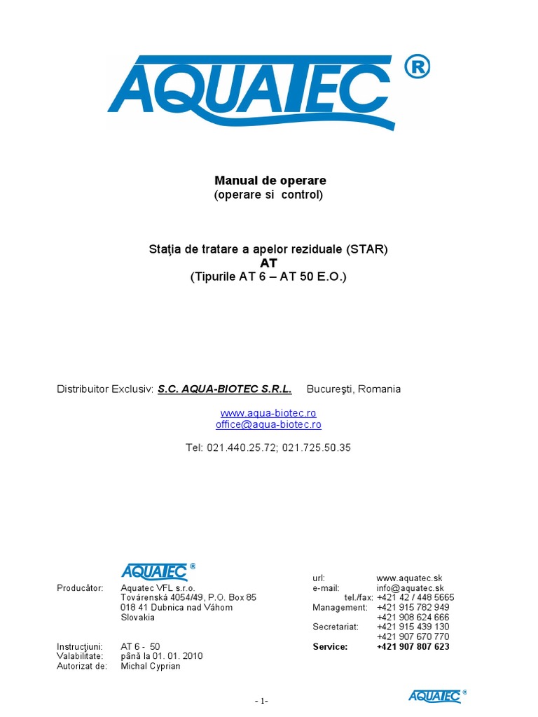 Manual Aquatec SE AT - Rev. 2010 | PDF