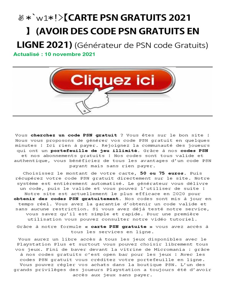 Avoir Des Code PSN Gratuits en LIGNE 2021) (Générateur de PSN Code