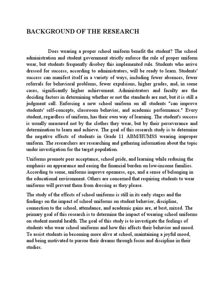Impact of School Uniforms on Students | PDF