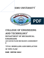 Modeling and Simulation of Pipe Flow Ass 2 Adv Fluid Mech 1