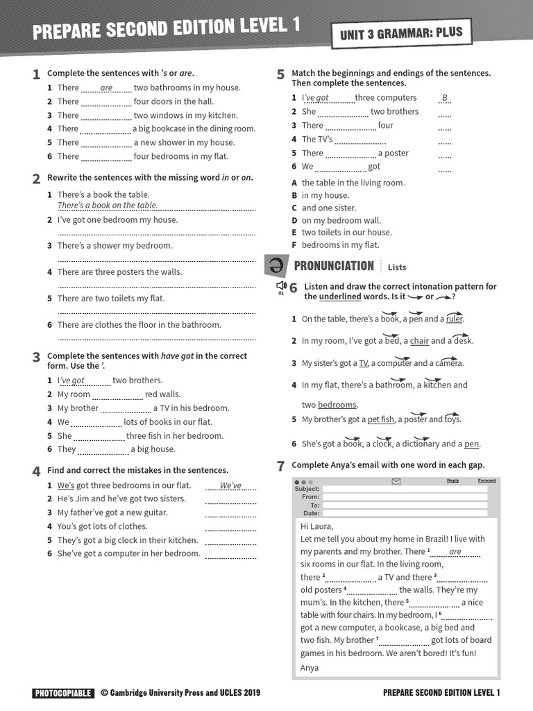 PREPARE 1 Grammar Plus Unit 03 | PDF | Room | Bedroom