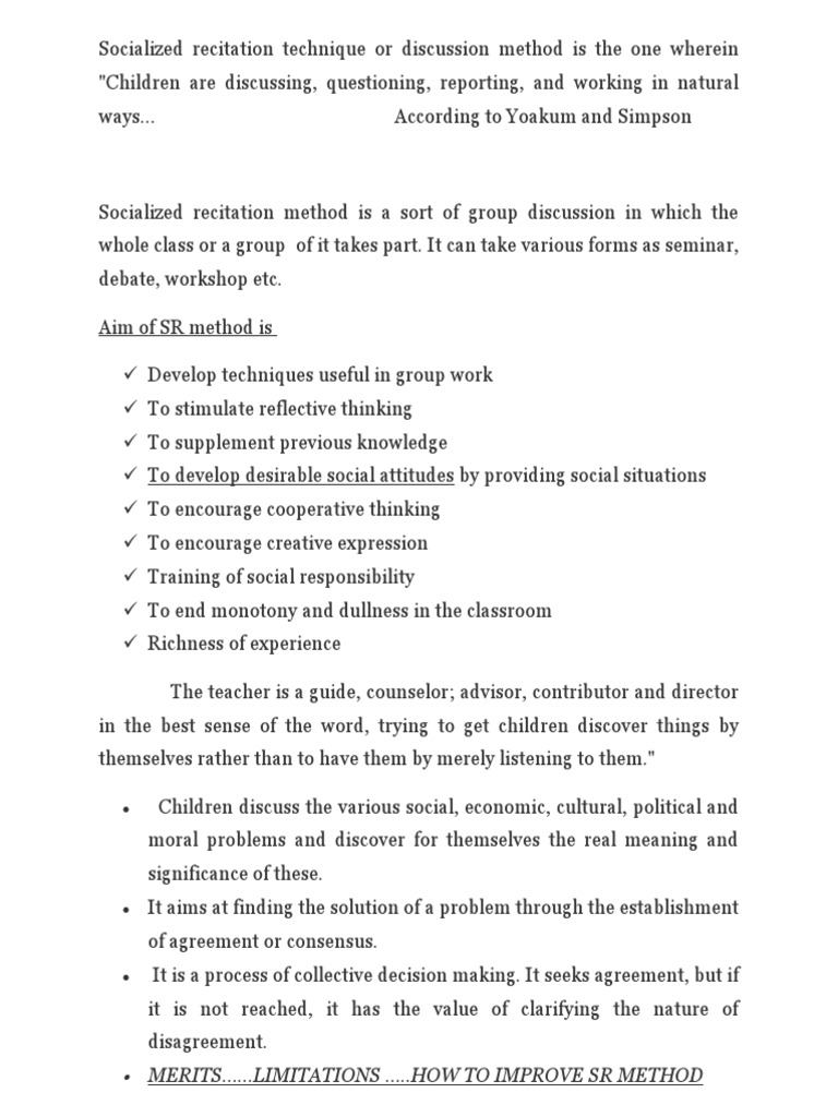 Socialized Recitation Method Explained | PDF | Career & Growth