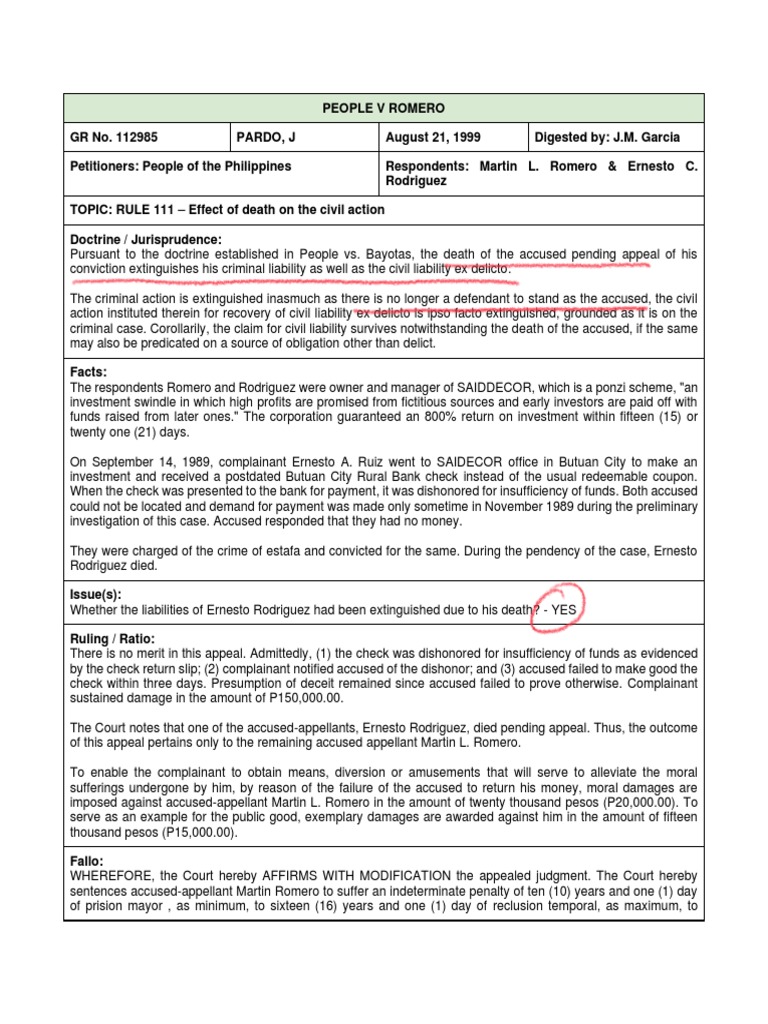 People V Romero (306 SCRA 90) | PDF | Deception | Fraud