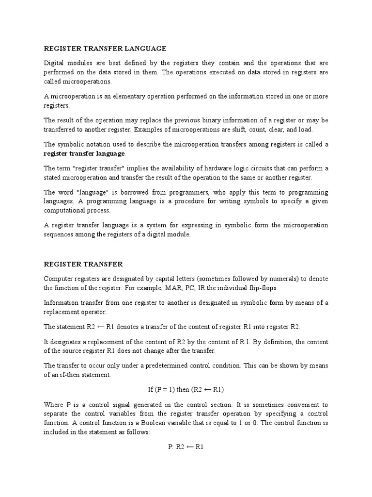 3.1 Register Transfer Language - Bus Memory Transfer | PDF | Computer ...