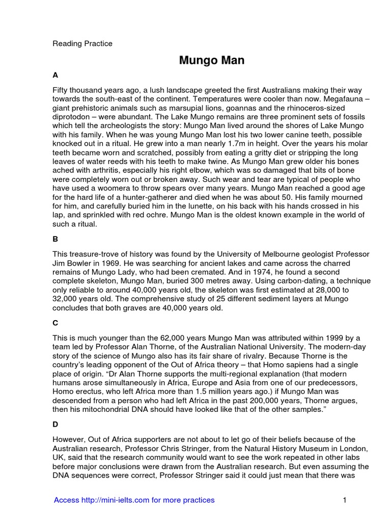 Mungo Man PDF Pleistocene