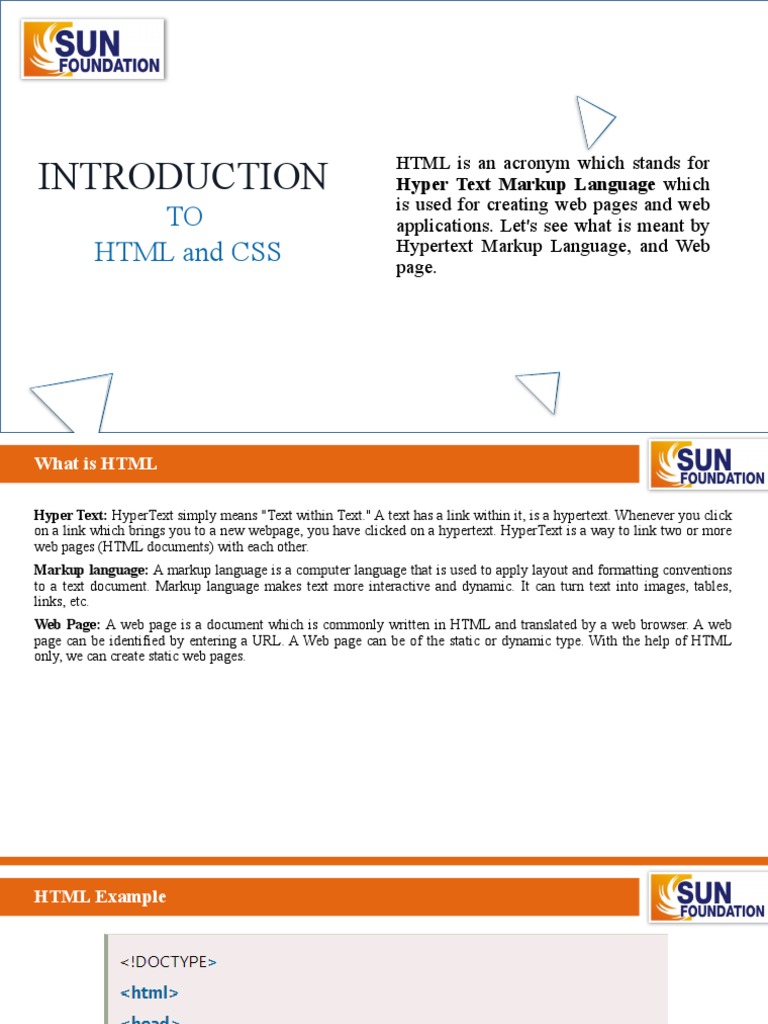 Introduction of HTML | PDF | Html | Html Element