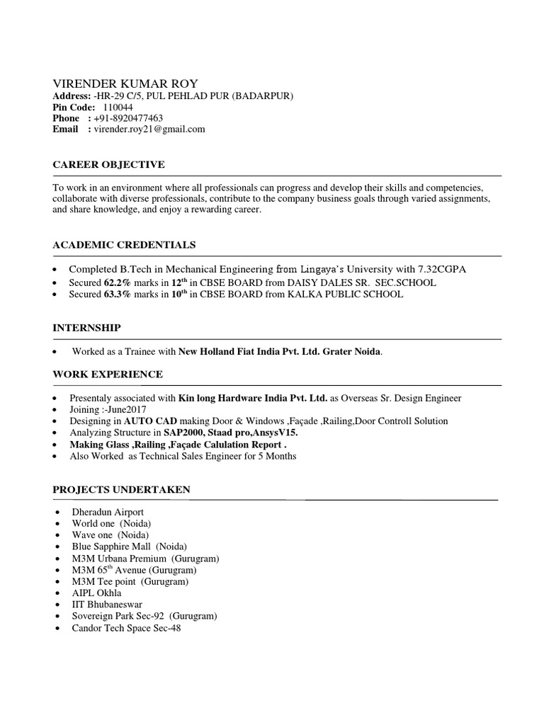 Virender Kumar - CV | PDF | Engineering