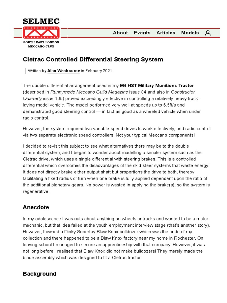 Cletrac Controlled Differential Steering System PDF Steering Tractor