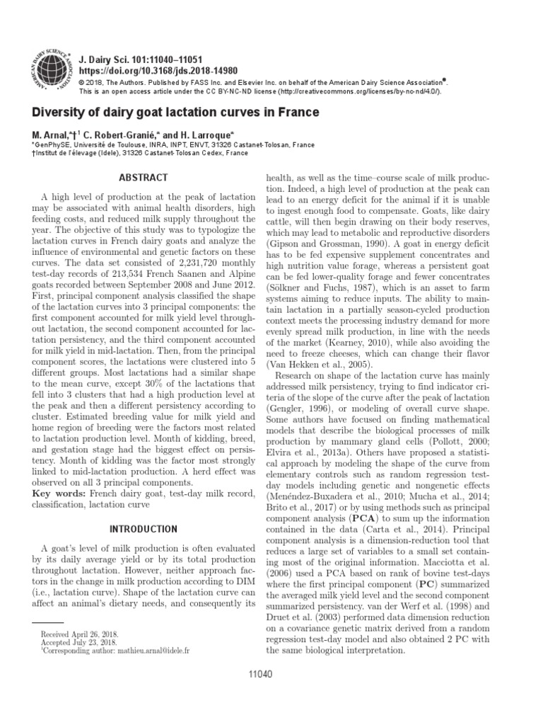 Diversity of Dairy Goat Lactation Curves in France PDF