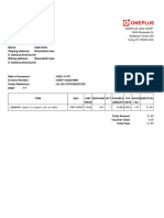 Invoice for OnePlus USA Corp. for SuperVOOC Type-C to Type-C 100 cm Cable